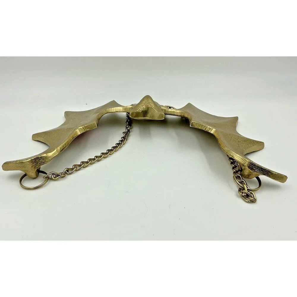 Gothic Gold Bat Wall Decor Metal Hanging Vampire Bat With Chain New